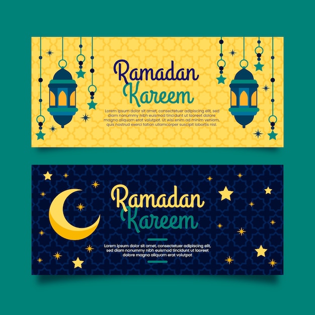 Design piatto banner ramadan