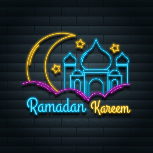 Ramadan belettering neon teken