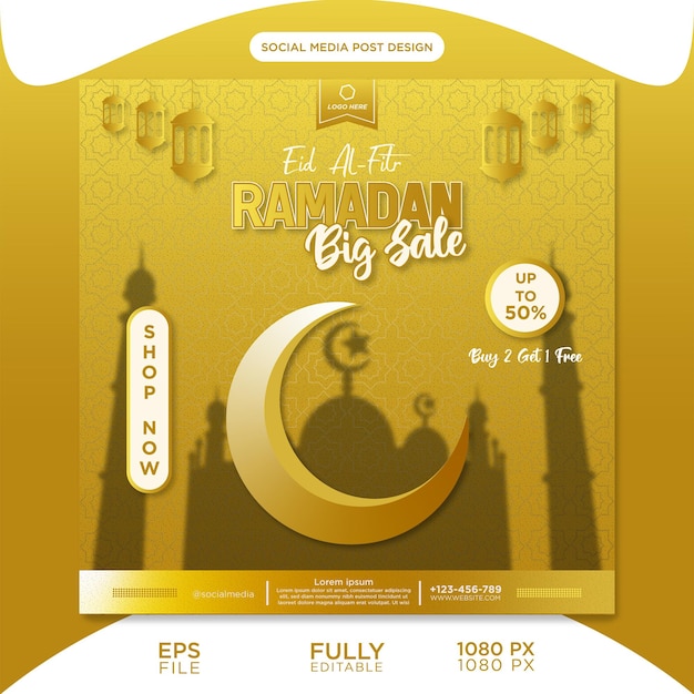 Vector ramadan big sale design template for social media post collection