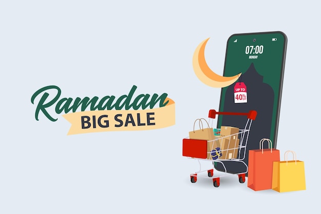 Intestazione ramadan big sale o banner design con offerta scontata