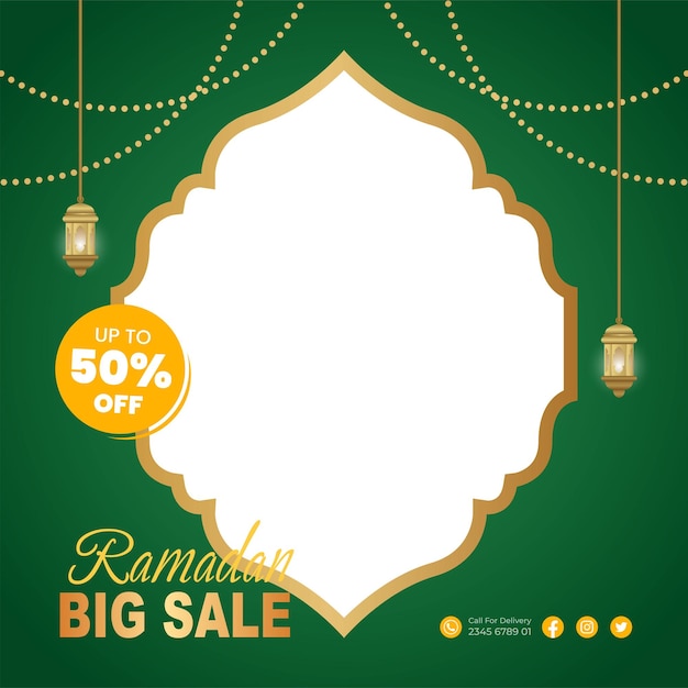 Modello di post sui social media per la promozione della grande vendita del ramadan