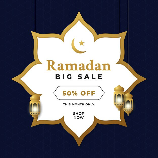 Vettore banner di promozione grande vendita ramadan