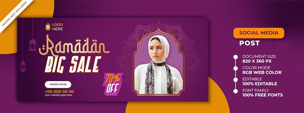 Vector ramadan big sale social media cover design premium template eps