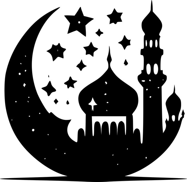 Vector ramadan black and white vector illustration