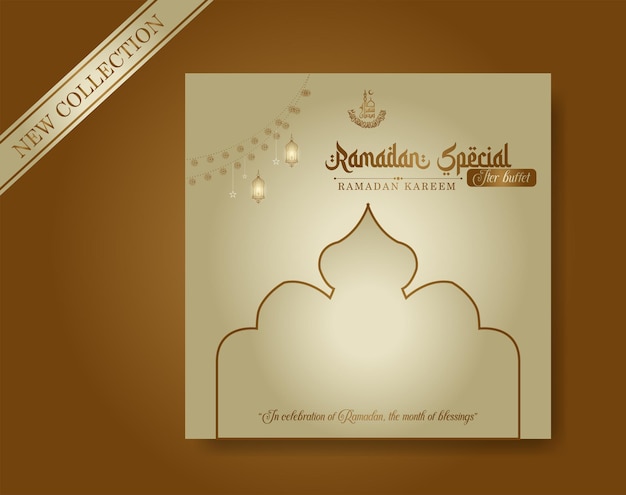 Vector ramadan buffet food post ramadan iftar banner ramadan ads banner lantern