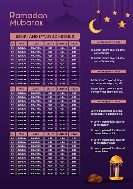 Modello di calendario del ramadan