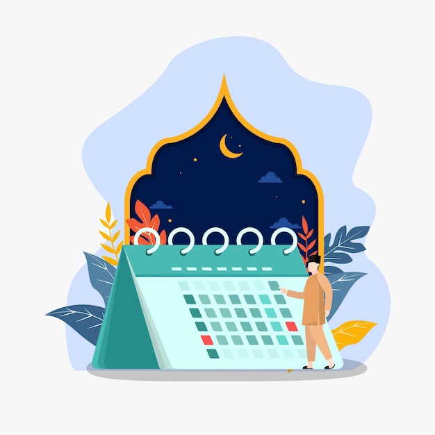 Vector ramadan calendar vector flat illustration