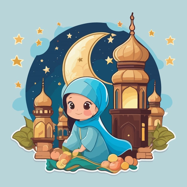 Vettore vettore di cartoni animati del ramadan