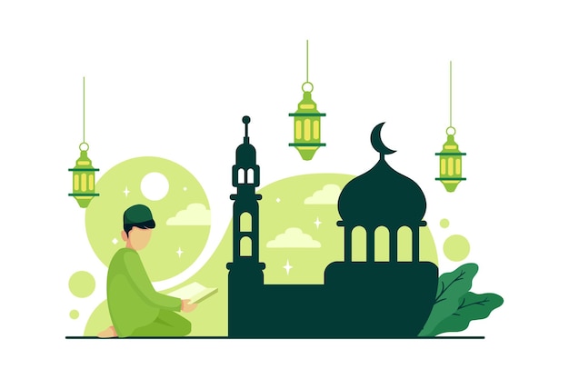 Ramadan celebration with flat style illustration