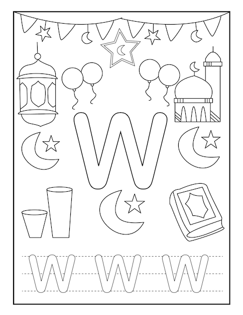 Ramadan coloring pages with cute designs