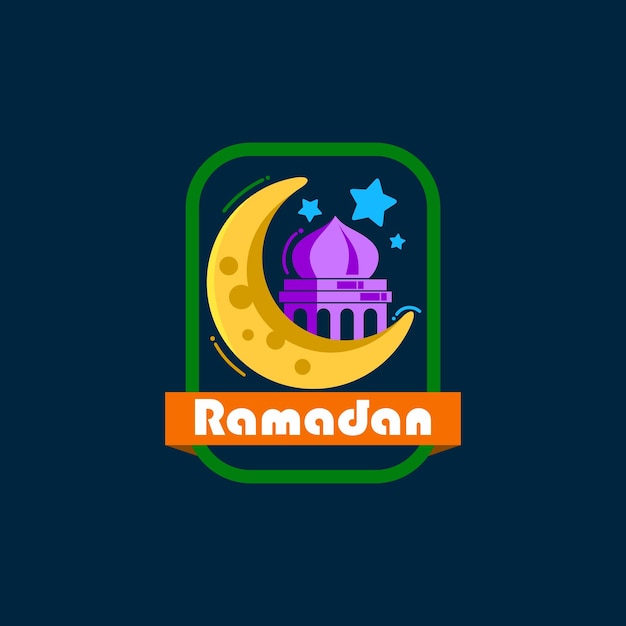 Ramadan cute logo design in vector