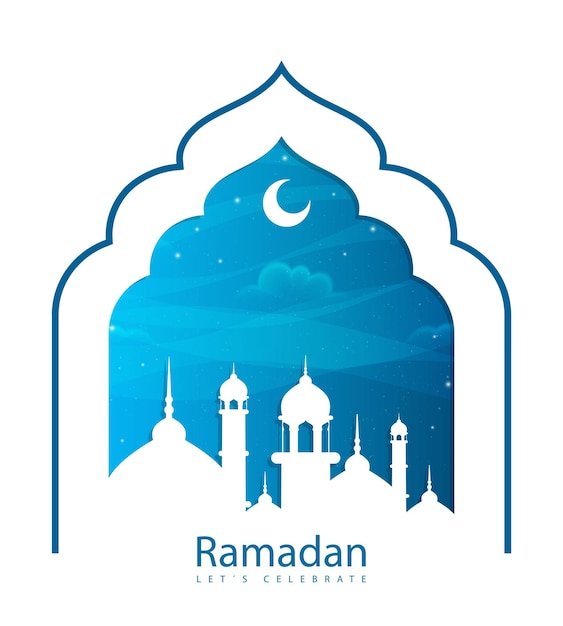 Ramadan design with sky and mosque