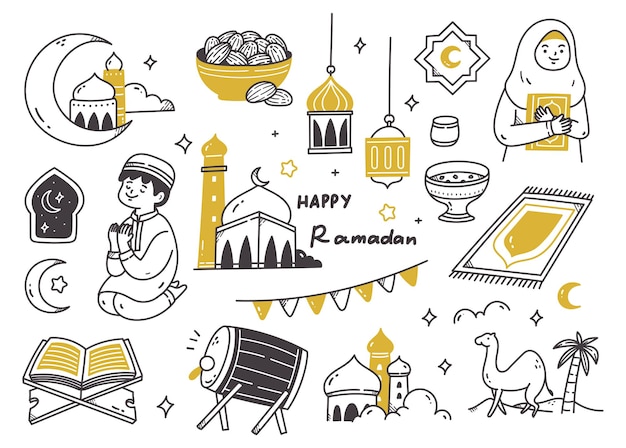 Illustrazione stabilita di doodle del ramadan