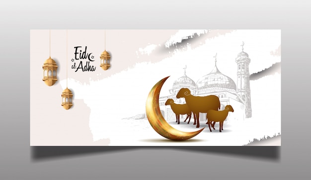 Vector ramadan eid al adha-banner voor heilige ramadan-viering