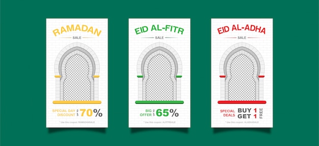 Ramadan, eid al fitr al, al adha instagram postsjabloon