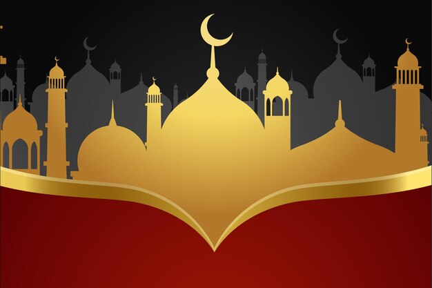 Vector ramadan eid alfitr islamic new year mosque background greeting card