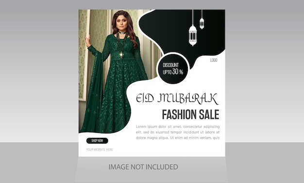 Vector ramadan eid fashion korting verkoop sociale media webbanner vierkante flyer folder ontwerpsjabloon