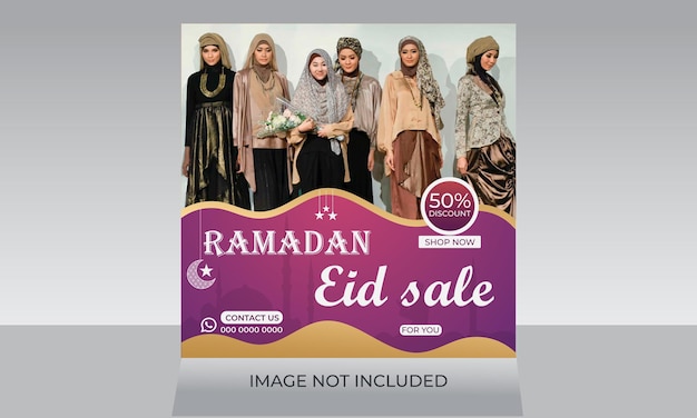 Vector ramadan eid fashion korting verkoop sociale media webbanner vierkante flyer folder ontwerpsjabloon