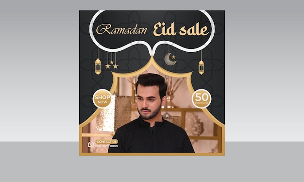 Ramadan Eid special collection fashion sale social media post square flyer template design