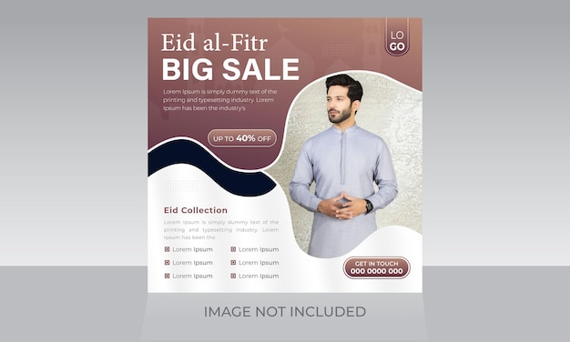 Ramadan Eid Special Fashion big discount sale social media web banner square flyer design template