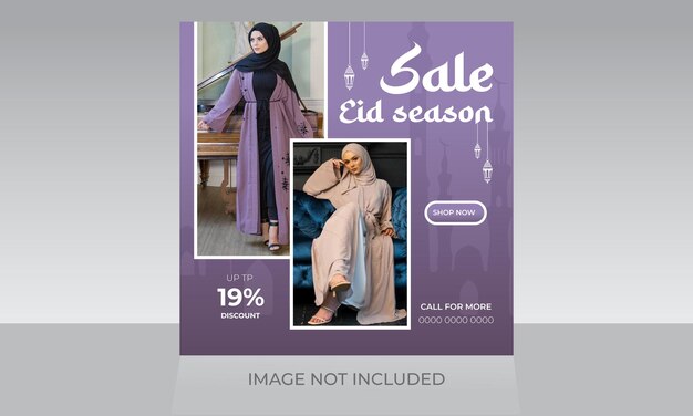 Ramadan Eid Special Fashion big discount sale social media web banner square flyer design template