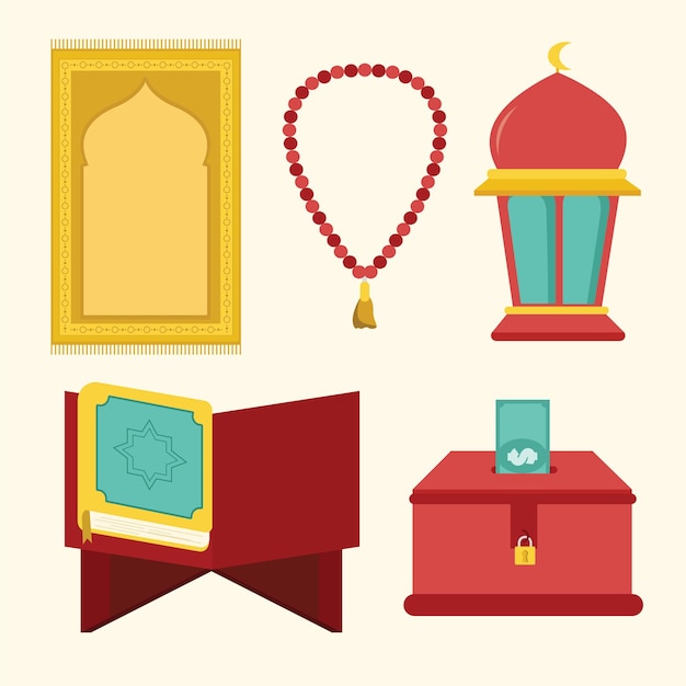 Ramadan element collecties platte illustratie eenvoudig en elegant vector ontwerp