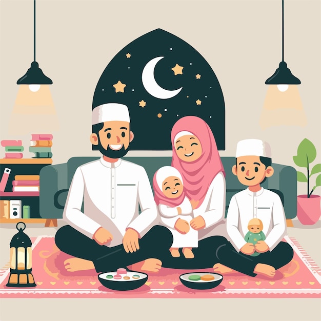 Vector ramadan family ai generated image