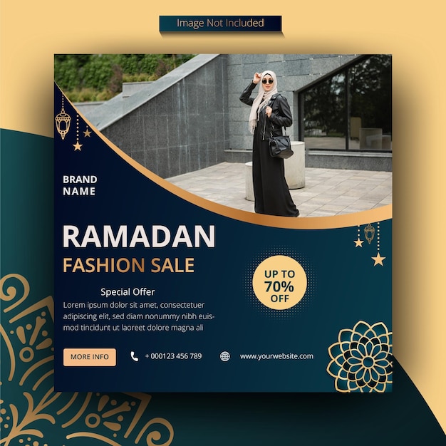 Banner di vendita di moda ramadan premium