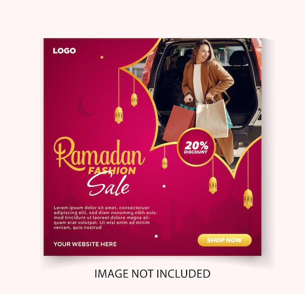 Ramadan fashion sale promotion banners ad template for social media posts and instagram