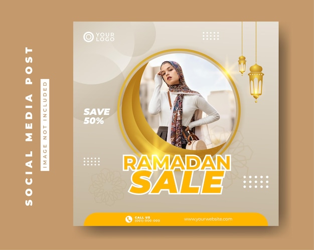 Modello di banner post social media quadrato di vendita di moda ramadan