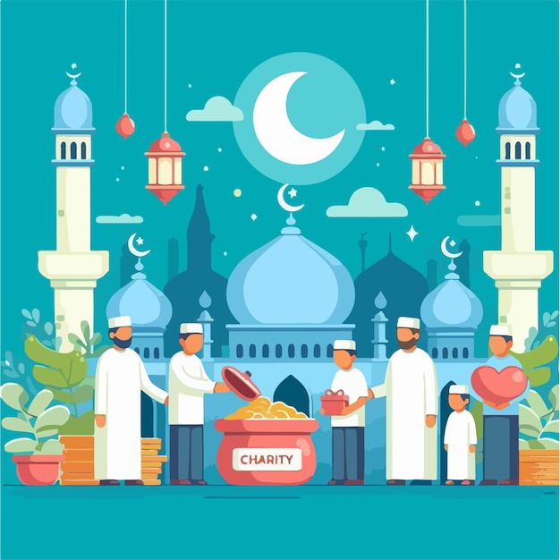 Vector ramadan fasting and faith flat illustration poster