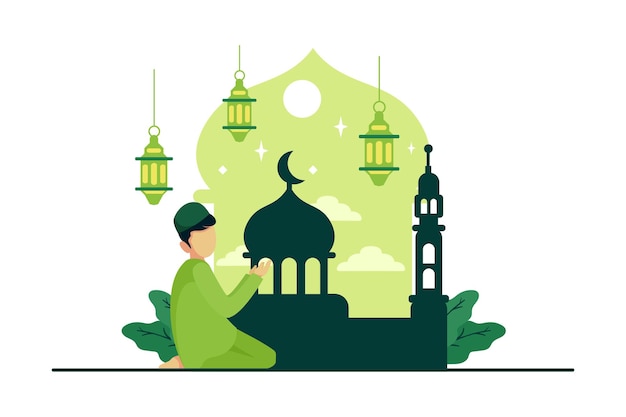 Ramadan feest met vlakke stijl illustratie