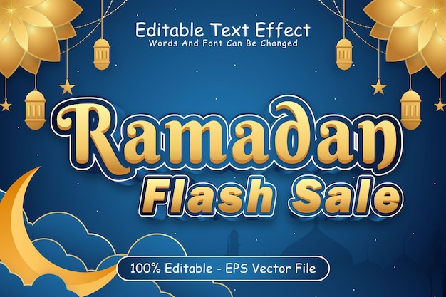 Ramadan flash sale editable text effect 3 dimension emboss modern style