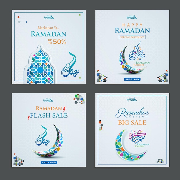 Vector ramadan flash sale social media posts collection set