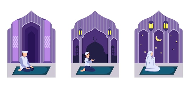 Ramadan Flat Bundle Design Illustration