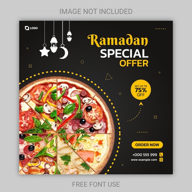 Banner alimentare ramadan e modello di progettazione post sui social media