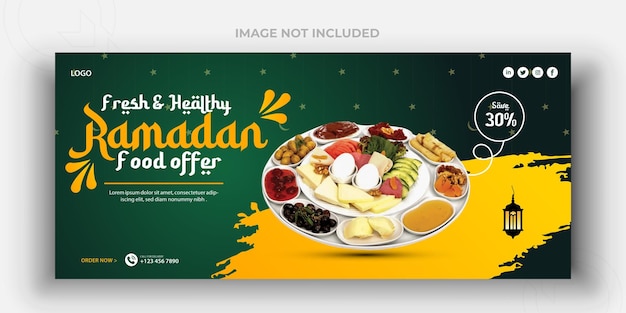 Рамадан Меню еды Дизайн обложки Facebook и шаблон ресторана