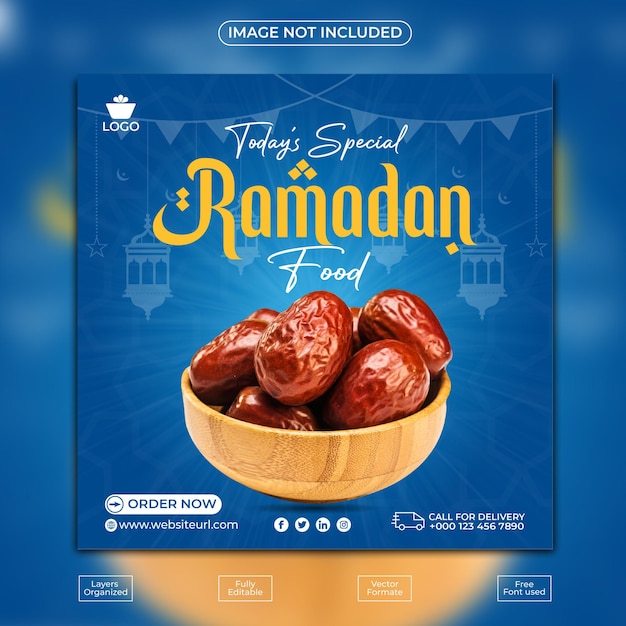 Ramadan food menu social media post banner template