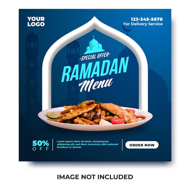 Ramadan food menu template for social media post