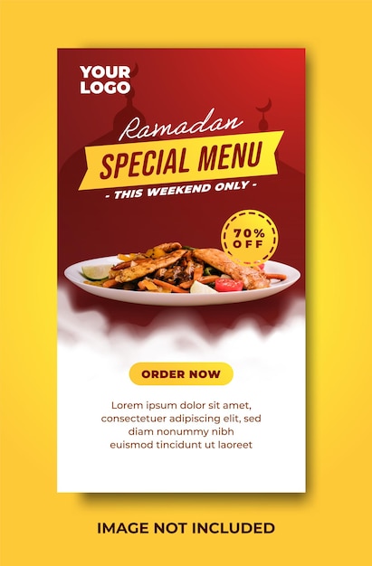 Vector ramadan food menu template for social media stories