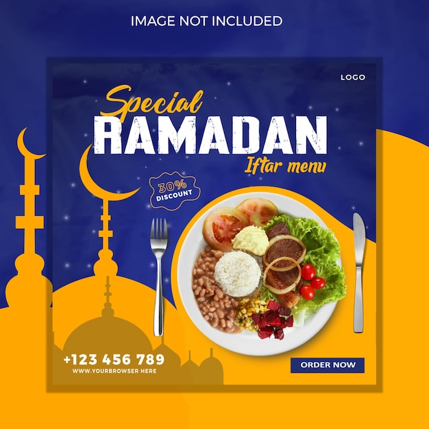 Banner per post sui social media per cibo ramadan o modello di banner per post di frutta instagram