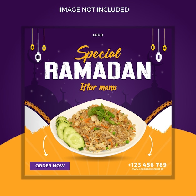 Ramadan food social media post banner or instagram fruit post banner template