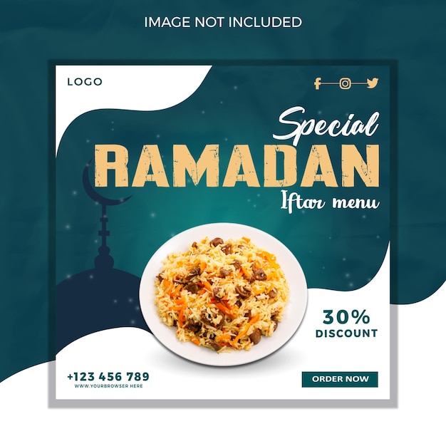 Ramadan food social media post banner of instagram fruit post banner template