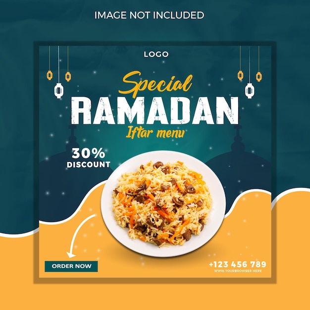 Ramadan food social media post banner of instagram fruit post banner template