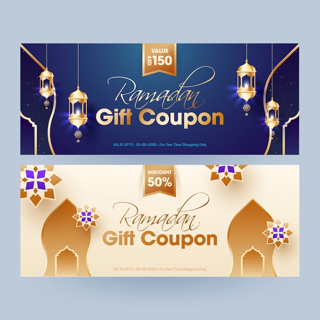 Ramadan Gift Coupon met verschillende kortingsaanbieding in twee kleuren o