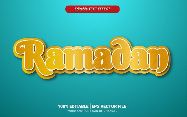 Ramadan gold 3d text effect editable headline religion vector