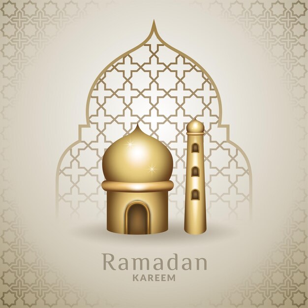 Moschea dorata del ramadan con ornamento