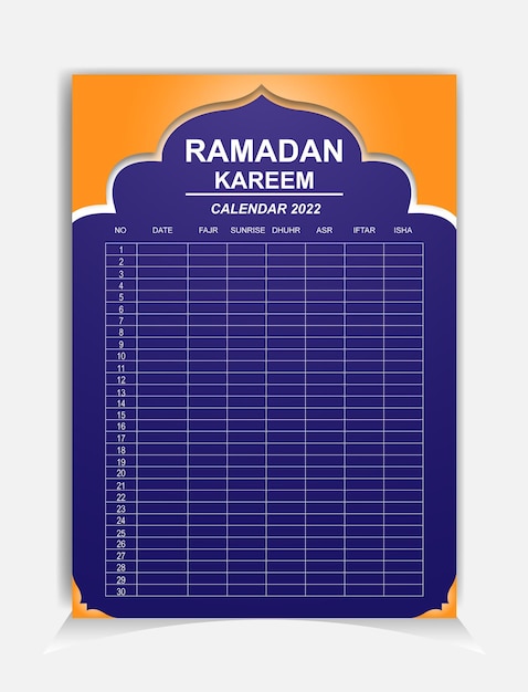 Ramadan Gradient Calendar-sjabloon bewerkbaar Gratis Vector
