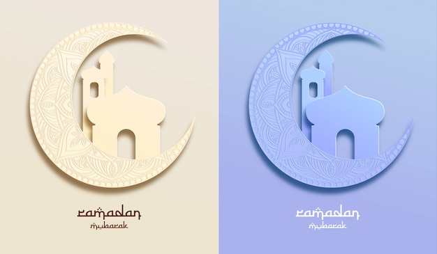 Вектор Рамадан поздравительная открытка и обои