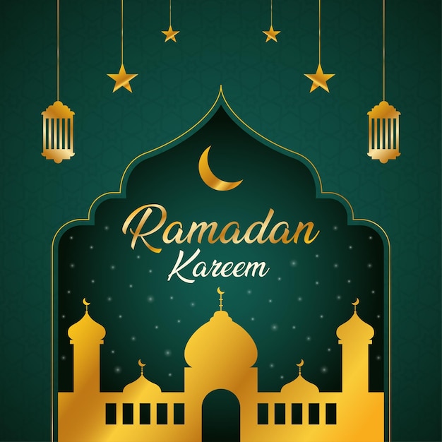 Шаблон баннера поздравительной открытки рамадан